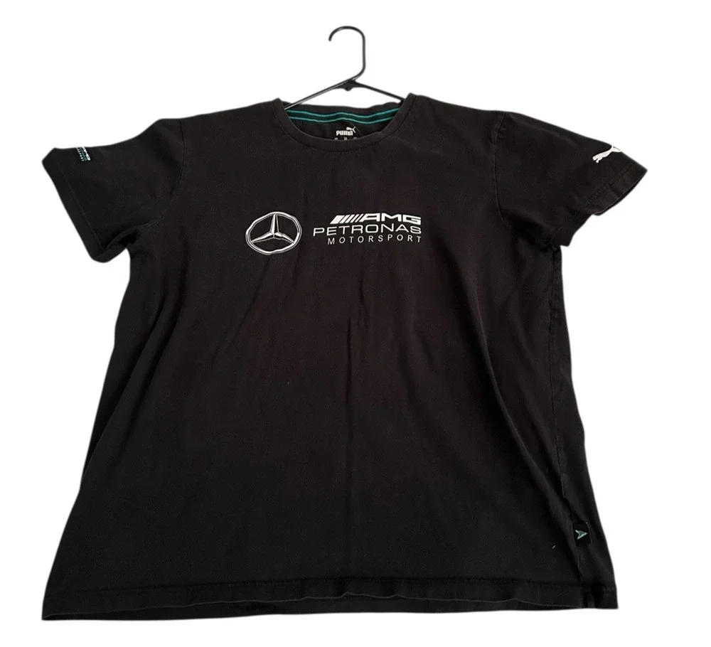 Mercedes Benz AMG Petronas F1 Puma Men's XL Logo T-Shirt - Black/Silver/Green